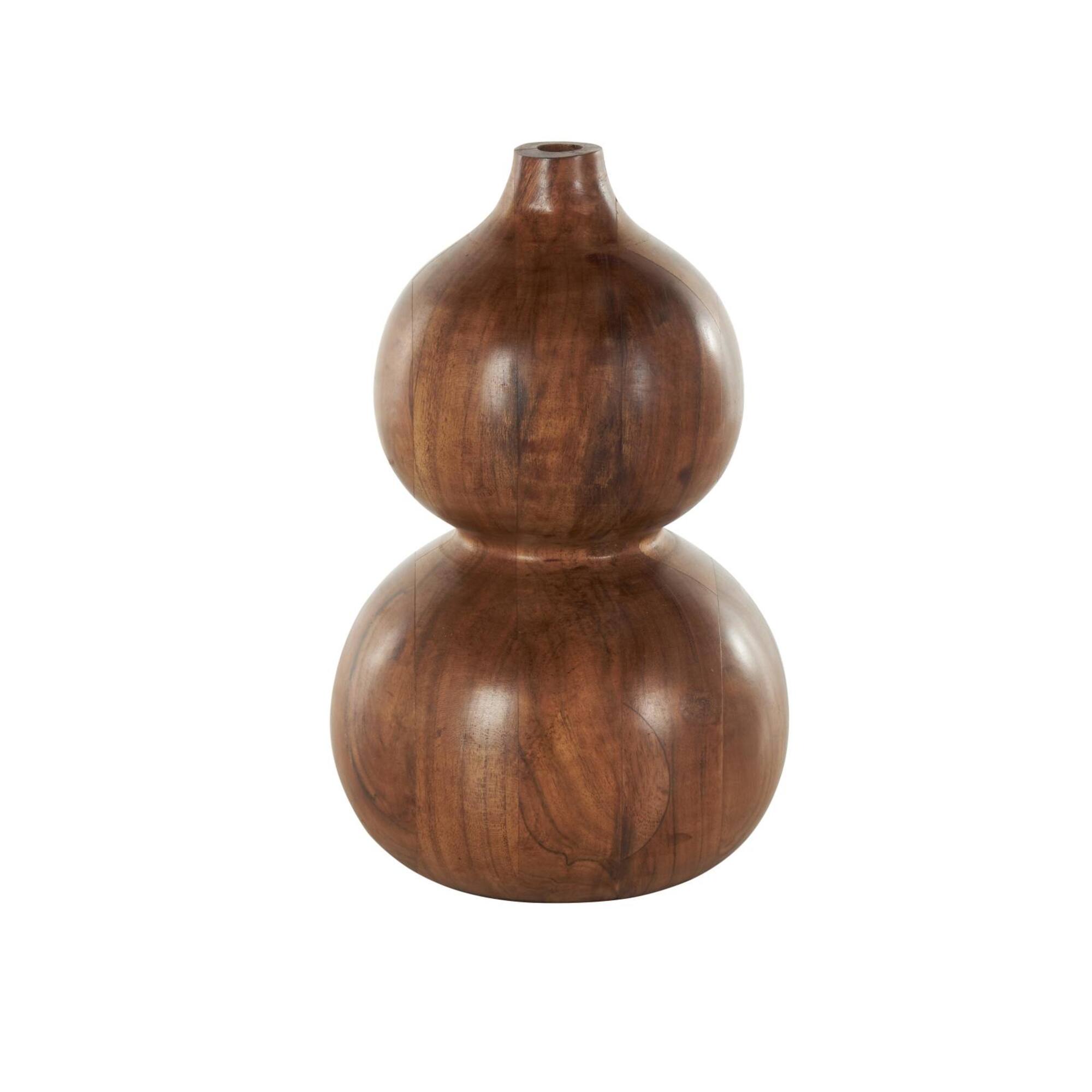 11" Brown Wood Bubble Vase with Natural Wood Grains